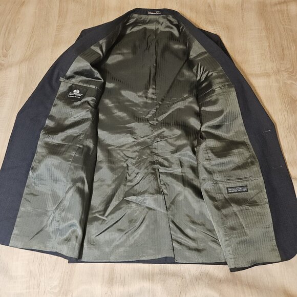 Stafford The Fitted Collection Mens Size 40L Blue Pinstripe Blazer Sports Coat - Picture 6 of 11